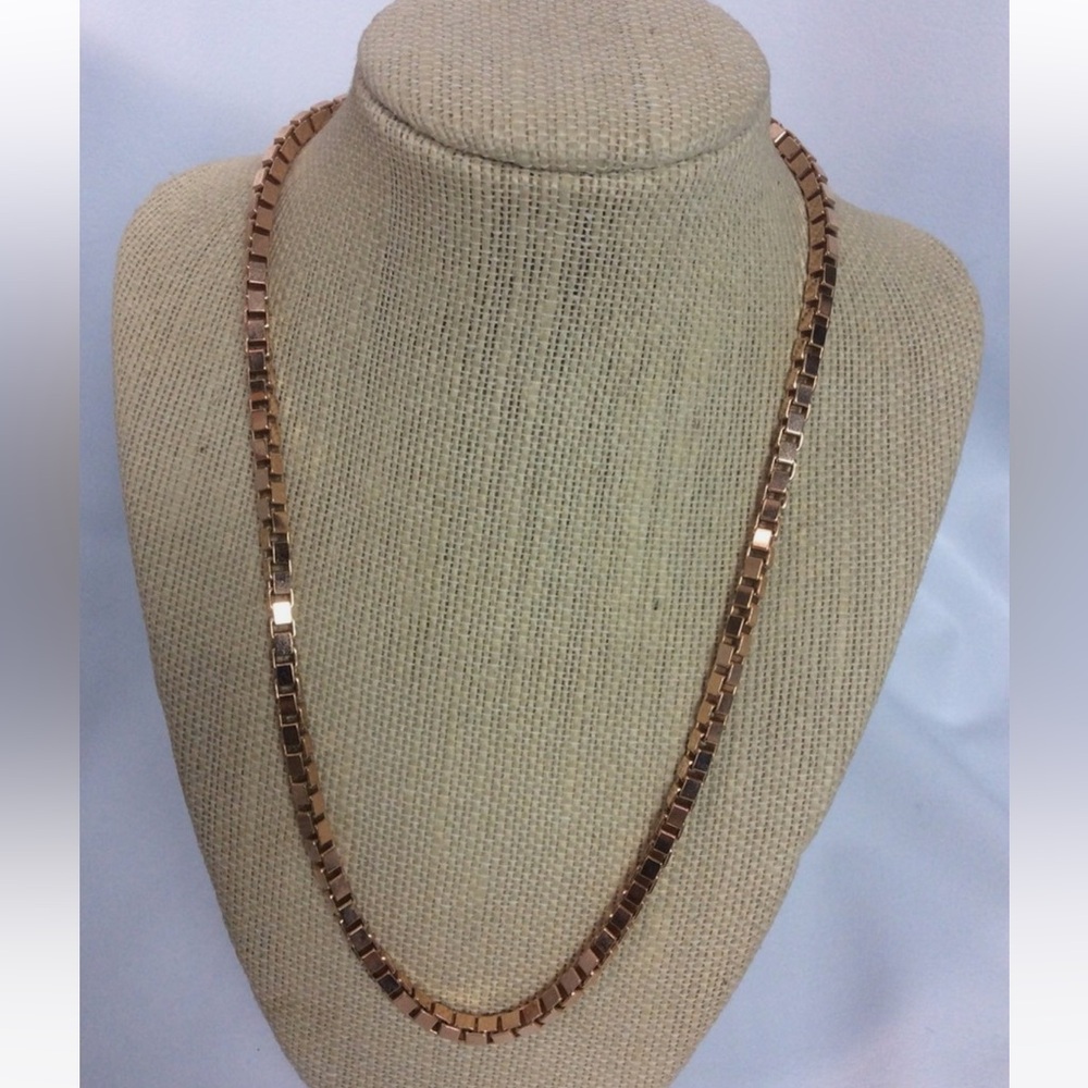 Milor Italy Bronze-Gold Chunky Box Chain Necklace NWT Chic Layering ✨ 16 in.